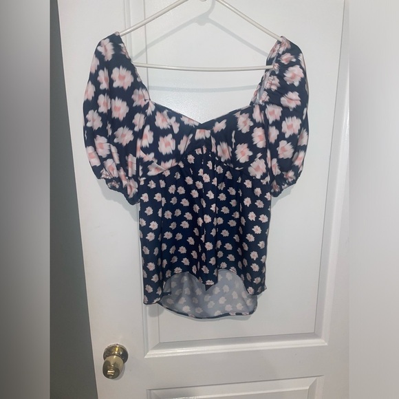 New! Sachin & Babi Lyra Baby Doll Top in Blue & Pink Ikat Floral 🌸 sz 0 NWT! - Picture 9 of 14